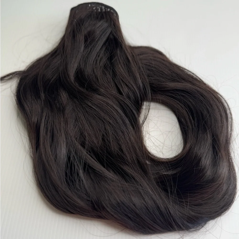 Dark Brown Clip in hair extensions 22 in Water Wave hair - Picture 6 of 14